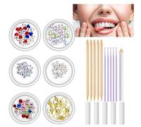 Tooth Gem Kit, Crystal Set, Sparkling Ornaments, Sturdy Easy Application, Long Lasting Adhesive, Perfect for Festivals, Cosplay, Photoshoots, Weddings, Parties