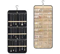 Toothbace Borsa per Gioielli da Viaggio, Organizer per Gioielli da Appendere con Gancio in Metallo, Rotolo di Gioielli Double Face, con 32 Tasche per Anelli, Orecchini, Collane, Orologi (Grande)