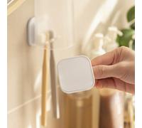 Toothbrush Holder and Gargle Cup Stand Reusable PP Wall-Mounted Rack White 3Pcs