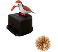 Toothpick Dispenser, Small Cute Bird Toothpick Container Automatic Toothpick Dispenser, Funny Portable Plastic Holder Creative Toothpick Holder (Orange)
