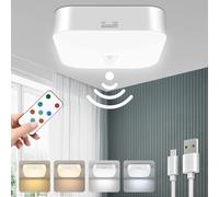 Toowell Plafoniera a LED con sensore di movimento e telecomando, 5000 K ricaricabile senza fili per bagno, balcone, corridoio, garage