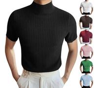 Top a collo alto da uomo a maniche corte a collo alto a costine maglia intima intima termica autunnale, Z01-Green Mock Neck Top per gli uomini, M