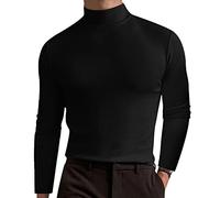 Top a collo alto da uomo a metà collo alto a maniche lunghe pullover maglioni casual stretch slim fit camicie basic maglietta intima, Z03-black Mock Neck Top per Uomo, L