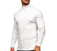 Top a collo alto da uomo a metà collo alto pullover maglioni casual slim fit camicie a maniche lunghe elasticizzato maglietta intima di base, Bianco Mock Neck Top Per Uomo, M