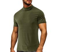 Top a collo alto per uomo moda manica corta dolcevita T Shirt Slim Fit Pullover Top Camicie termiche magliette canottiere Tees, Verde Mock Neck Top Per Uomo, S