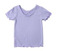 Top a compressione per ragazze, maglietta per primavera, estate, autunno, per bambini, comoda, casual, a maniche corte, 5 t, biancheria intima per ragazze (viola, 4-5 anni)