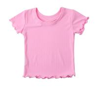 Top a compressione per ragazze, maglietta per primavera, estate, autunno, per bambini, comoda, casual, a maniche corte, 5 t, canottiere (rosa, 3-4 anni)