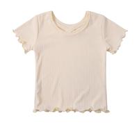 Top a compressione per ragazze, maglietta per primavera, estate, autunno, per bambini, comoda, casual, a maniche corte, 5 t, biancheria intima per ragazze (beige, 6-7 anni)