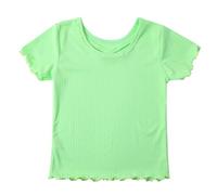 Top a compressione per ragazze, maglietta per primavera, estate, autunno, per bambini, comoda, casual, a maniche corte, 5 t, canottiere per ragazze (verde, 12-18 mesi)