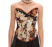 Top a corsetto vintage rinascimentale, Top a corsetto retrò - Top bustier con floreali,Cincher da donna, top con corsetto medievale, top corto senza maniche con coulisse