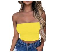 Top a fascia da donna per uscire atletico 2025 senza spalline Tank Club Tube Top Vacanza Off Spalla Bustier Moda Backless Vestiti Carini Trendy Off The Shoulder Tube Top Y2K Estate, Giallo, S