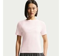 Top a manica corta slim fit con logo effetto burnout Nike - Donna - Bianco