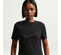 Top a manica corta slim fit con logo effetto burnout Nike - Donna - Nero