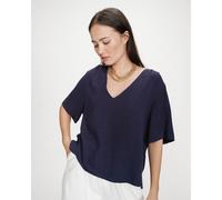 Top a maniche corte con scollo a V VIOLON Blu L Tinta unita