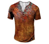 Top a maniche corte da uomo Activewear camicia da uomo estiva moda casual allacciare stampa digitale 3D maglietta a maniche corte per sport indoor outdoor vita quotidiana, Arancione, XL