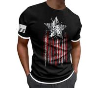 Top a maniche corte da uomo tinta unita Activewear camicia da uomo con bandiera per il giorno dell'indipendenza stampa due primavera/estate tempo libero sport confortevole traspirante assorbente
