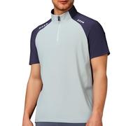 Top a Maniche Lunghe Uomo per Ciclismo e Sport con Mezza Cerniera e Design Color Block Tessuto ad Asciugatura Rapida, viola., 3XL