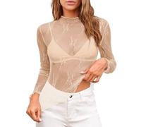 Top a strati in rete a maniche lunghe per donna, camicetta trasparente con | Maglietta Con La V Dietro Maxi Fucsia Papa Avorio Arricciata Benvenuto Dici Povero Canguro Strappate Pull