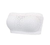 Top a tubo a fascia carino da donna 2025 senza spalline occhiello per uscire top a fascia Night Out abiti senza schienale in pizzo Y2K senza cuciture fuori dalla spalla moda ricamo tubo top, bianco, S