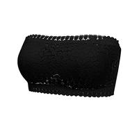 Top a tubo a fascia carino da donna 2025 senza spalline occhiello per uscire top a fascia Night Out abiti senza schienale in pizzo Y2K senza cuciture fuori dalla spalla moda ricamo tubo top, Nero , S