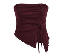 Top a tubo diviso da donna per uscire 2026 Canotta con spalle scoperte Top a tubo per feste con motivo a nido d'ape alla moda abiti senza spalline Club dimagrante fuori dalla spalla vestiti carini