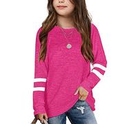 Top a Tunica per Bambina, Girocollo, Manica Lunga a Righe Ultra morbide, Felpa Casual per Bambini Maglietta Maniche Lunghe Cotone Maglie Ragazzo 14 Anni Firmate