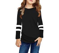 Top a Tunica per Bambina, Girocollo, Manica Lunga a Righe Ultra morbide, Felpa Casual per Bambini Maglietta Maniche Lunghe Cotone Maglie Ragazzo 14 Anni Firmate