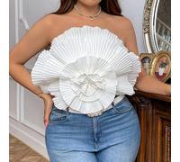 Top aderente a più strati con pieghe del corpo per donne di taglia forte per le vacanze di primavera/estate, date, feste, occasioni casual o spiaggia 0XL,1XL,2XL,3XL,4XLColore unicoTessuto intrecciato