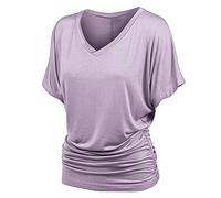 Top Allentato Fashion Plus Fold T-Shirt Batwing Donna Manica Lunga Taglia Scollo a V Orlo Taglie Forti Mini Abito Inverno