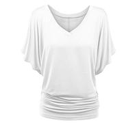 Top Allentato Fashion Plus Fold T-Shirt Batwing Donna Manica Lunga Taglia Scollo a V Orlo Taglie Forti Mini Abito Inverno