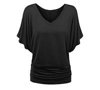 Top Allentato Fashion Plus Fold T-Shirt Batwing Donna Manica Lunga Taglia Scollo a V Orlo Taglie Forti Mini Abito Inverno