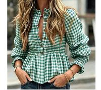 Top autunnale stile francese con vita stretta e design a quadri, chic e versatile, adatto per il ritorno a scuola L,M,S,XL,XS,XXLNataleTessuto intrecciato