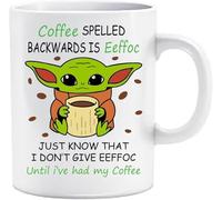 Top Banana Gifts Eeffoc - Divertente tazza in ceramica bianca con scritta "Baby Yoda", idea regalo per caffè e tè, 325 ml, colore: bianco