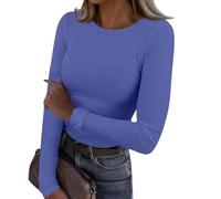 Top base da donna, top a righe da donna in maglia a costine girocollo a maniche lunghe t-shirt da donna t-shirt basic Y2K slim fit t-shirt casual tinta unita T-shirt casual basic business Work Tee