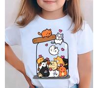 Top bianco a maniche corte da bambina, pullover basic primavera/estate, stile corto, stampa fantasia, kpop, ropa niña, top niña, camisetas, tops, conjunto niña, camiseta manga larga niña, camisa blanc