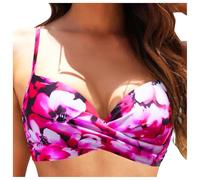 Top Bikini Donna Reggiseno Imbottito Triangolo Fisso Senza Imbottitura in Microfibra Coulisse Regolabile Fascia a V con Incrocio e Ferretto Costume da Bagno Estiva