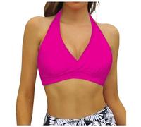 Top Bikini Donna Scollo a V Triangolo Push Up Senza Imbottitura in Microfibra Coulisse Regolabile Breathable Morbido Trikini Dura Tutto Il Giorno
