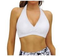 Top Bikini Donna Scollo a V Triangolo Push Up Senza Imbottitura in Microfibra Coulisse Regolabile Breathable Morbido Trikini Dura Tutto Il Giorno