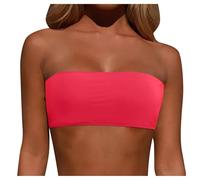 Top Bikini Fascia Sexy Donna Reggiseno con ferretto Capezzolo Senza Spalline Imbottito Costume da Bagno Rimovibile Spalline Fascia Da Bagno Camicetta Estate Top Tube Spiaggia Swimwear, B Rosso, XXL
