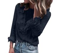 Top Camicetta Donna Casual Pizzo A Pois T-Shirt Manica Lunga (XXL,Marina Militare)