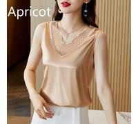Top Canotta Satin Da Donna Con Scollo A V, Spalline Larghe, Senza Maniche