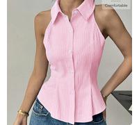 Top canotta senza maniche a righe, ispirato allo stile boho, adatto per l'ufficio, lo stile europeo, per il pendolarismo, il casual business e i festival, top casual chic 2025, per viaggi in aeroporto