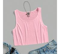 Top canottiera ampio corto da donna con scollo a U oversize, adatto per l'estate L,M,S,XL,XS,XXL,XXS,XXXL,XXXXLColore unicoTessuto in maglia