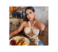 Top canottiera corto donna beige incrocio sexy lacci slim morbida 53152