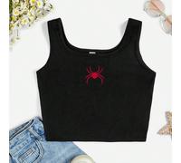 Top Canottiera Senza Maniche Con Disegno A Ragno, Collo Rotondo, Adatto Per Le Ragazze Adolescenti, Semplice E Casuale, Ideale Per L'estate 8Y,9Y,10Y,11Y,12YAnimale,Blocchi di colore,PianteTessuto in 