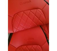 Top Car || Rhombus | Due coprisedili per auto | in ecopelle con superficie sintetica | Superficie posteriore | 100% su misura | Compatibile con ForTwo | Colori Rosso (ForTwo (450) 1998 - 2007)