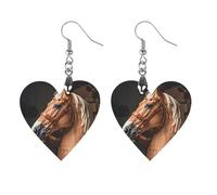 Top Carpenter's Horse Head Orecchini in legno da donna, gioielli vintage eleganti in legno, orecchini leggeri per matrimoni, feste, regalo di tutti i giorni, Apricot shaped, Legno, Legno