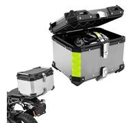 Top Case Alluminio Bauletto Moto 28L 36L 45L 55L 65L 80L 100L Valigia Universale Antipioggia, baule moto con Serratura di Sicurezza(Silver,36L)