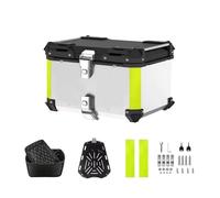 Top Case Moto Universale 80L, Top Case Moto, Alluminio Motorcycle Trunk con Adesivo Riflettente, per Caschi, Stivali, Guanti e Altre Equitazione (Argento (A))