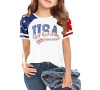 Top Casual a Maniche Corte per Bambine, da Indossare Tutti i Giorni, comode Magliette a Girocollo per Bambine dai 3 ai 13 Anni, perfette per Outfit Primaverili ed Estivi e per Il Giorno